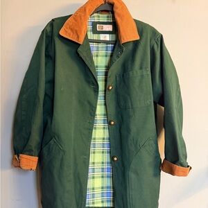 Faded Glory Authentic Wear Green Cotton Barn/Chore Coat | Corduroy Collar (S)